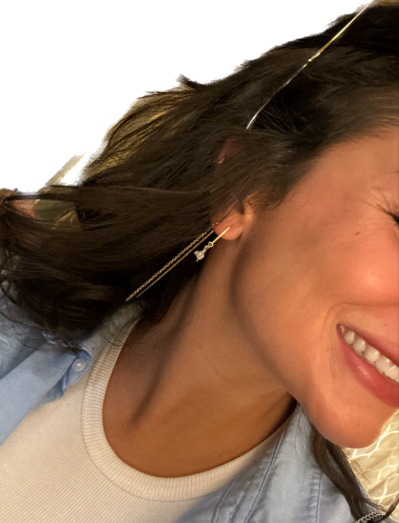 Pearl threader earrings- gold
