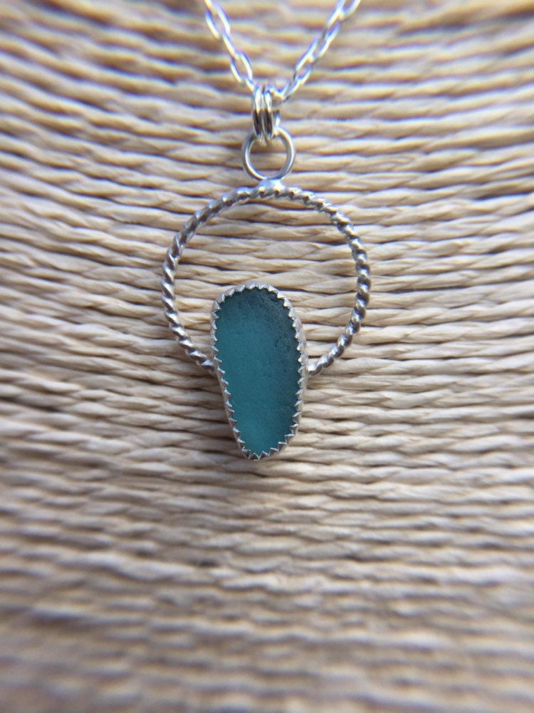 Pale teal sea glass pendant