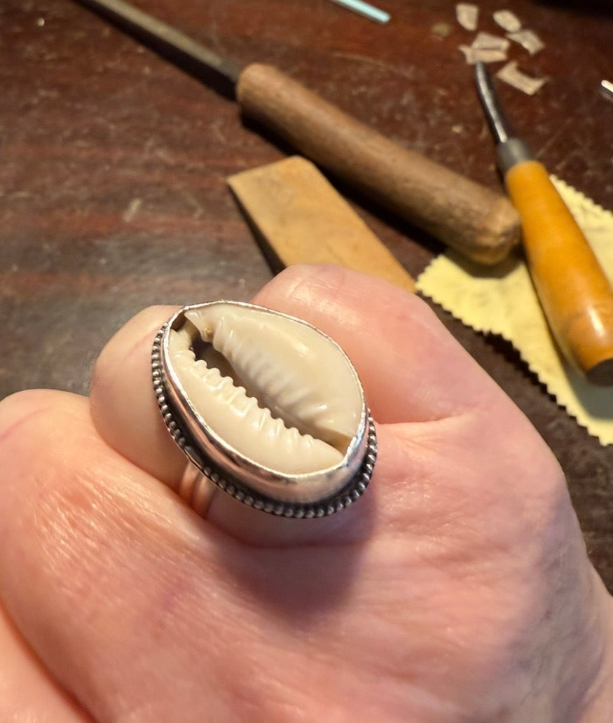 Boho Cowrie Shell Ring - 8