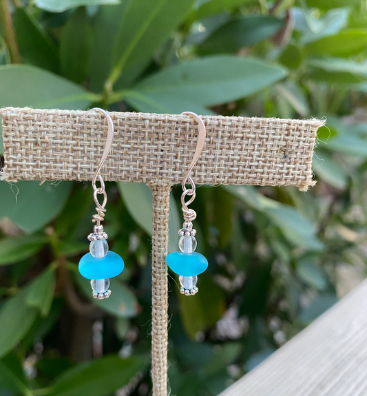 Turquoise glass earrings