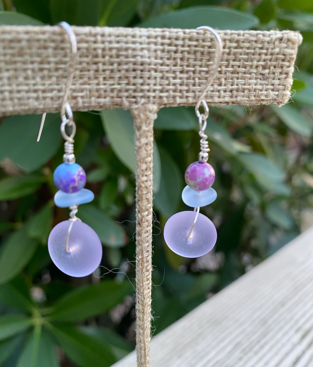 Lavender-blue glass earrings