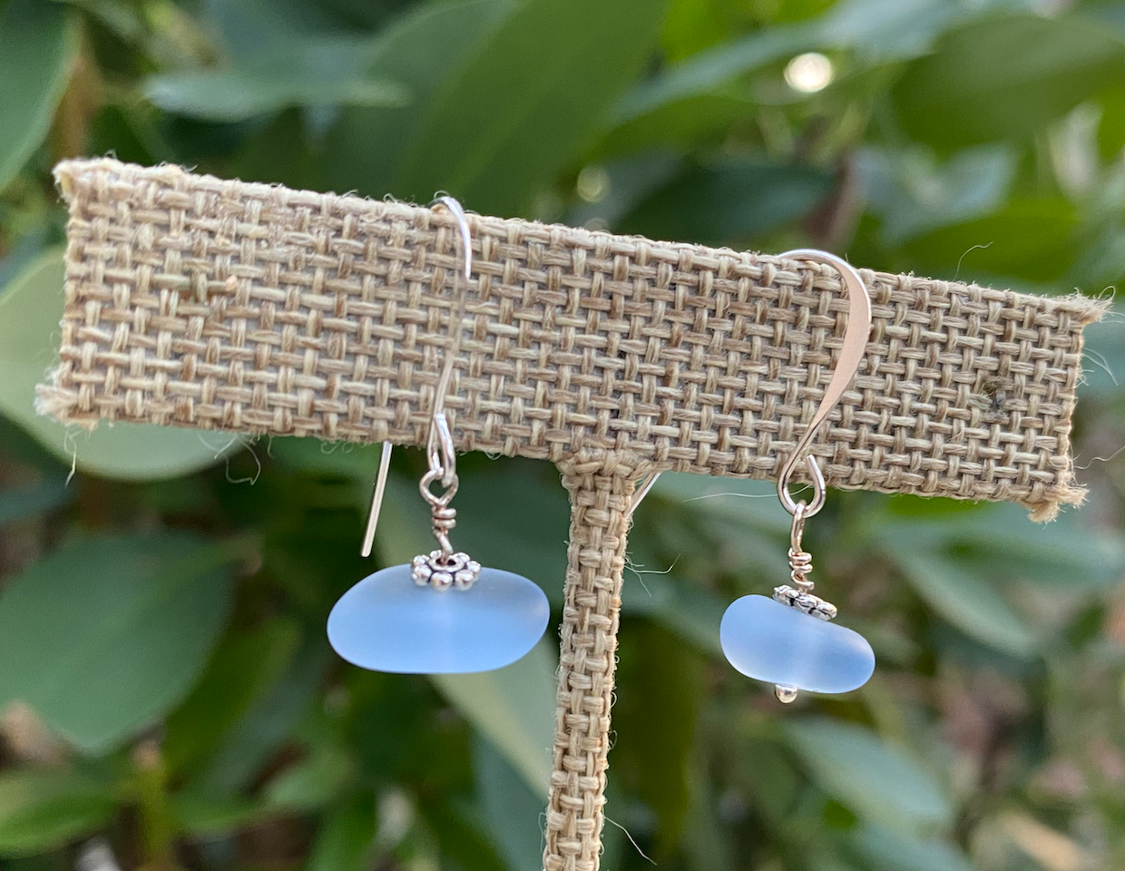 Pale blue glass earrings