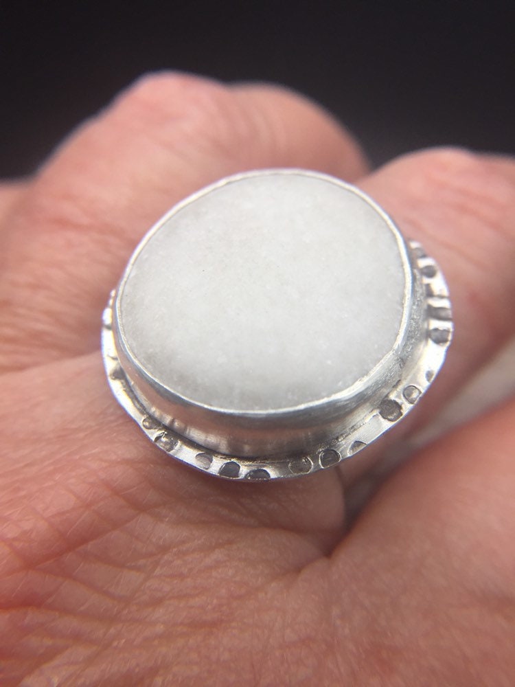 Boho sea stone statement ring - 8