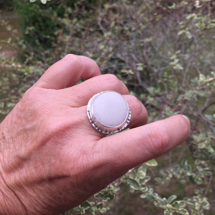 Boho sea stone statement ring - 8