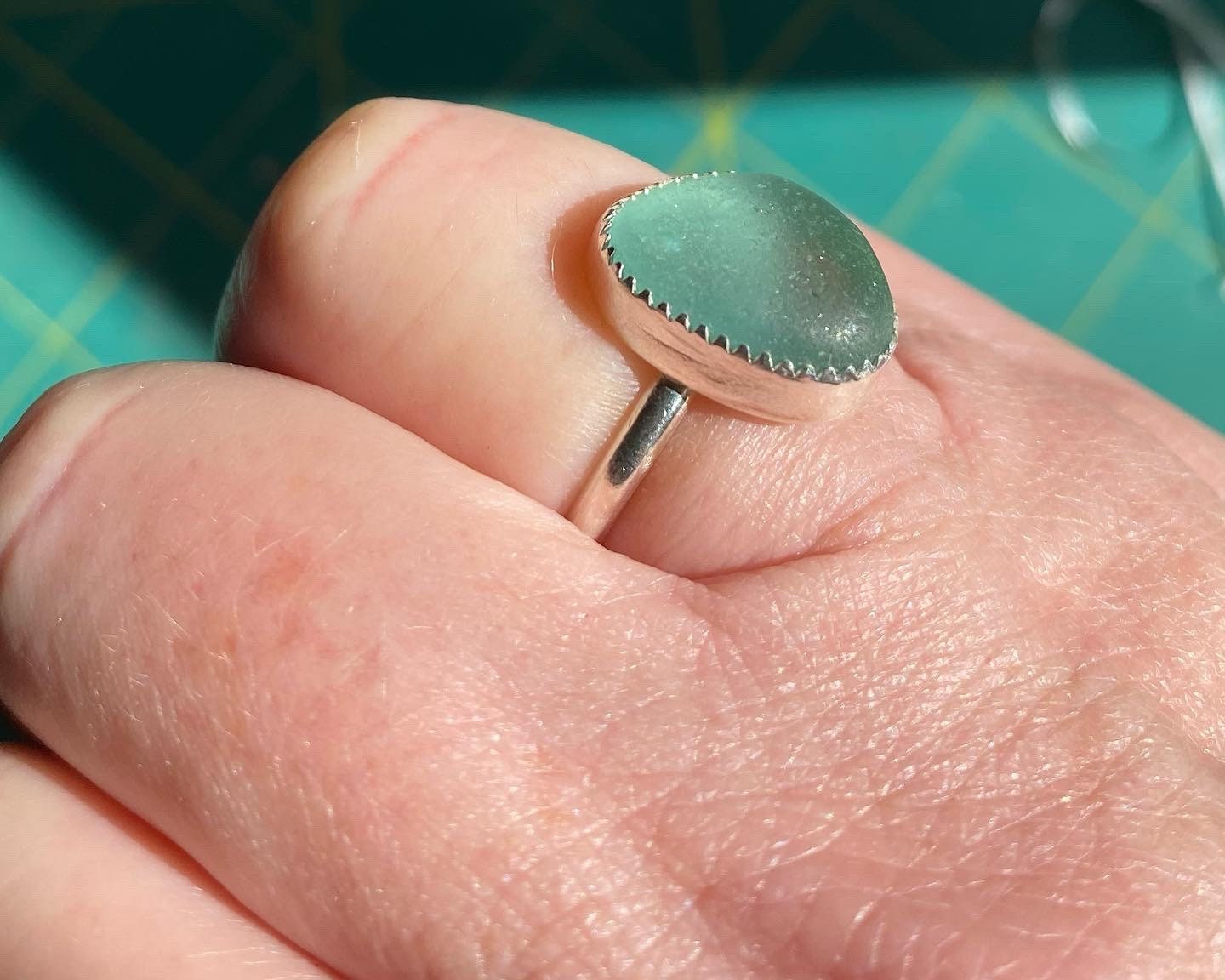 Pale teal sea glass beauty -8